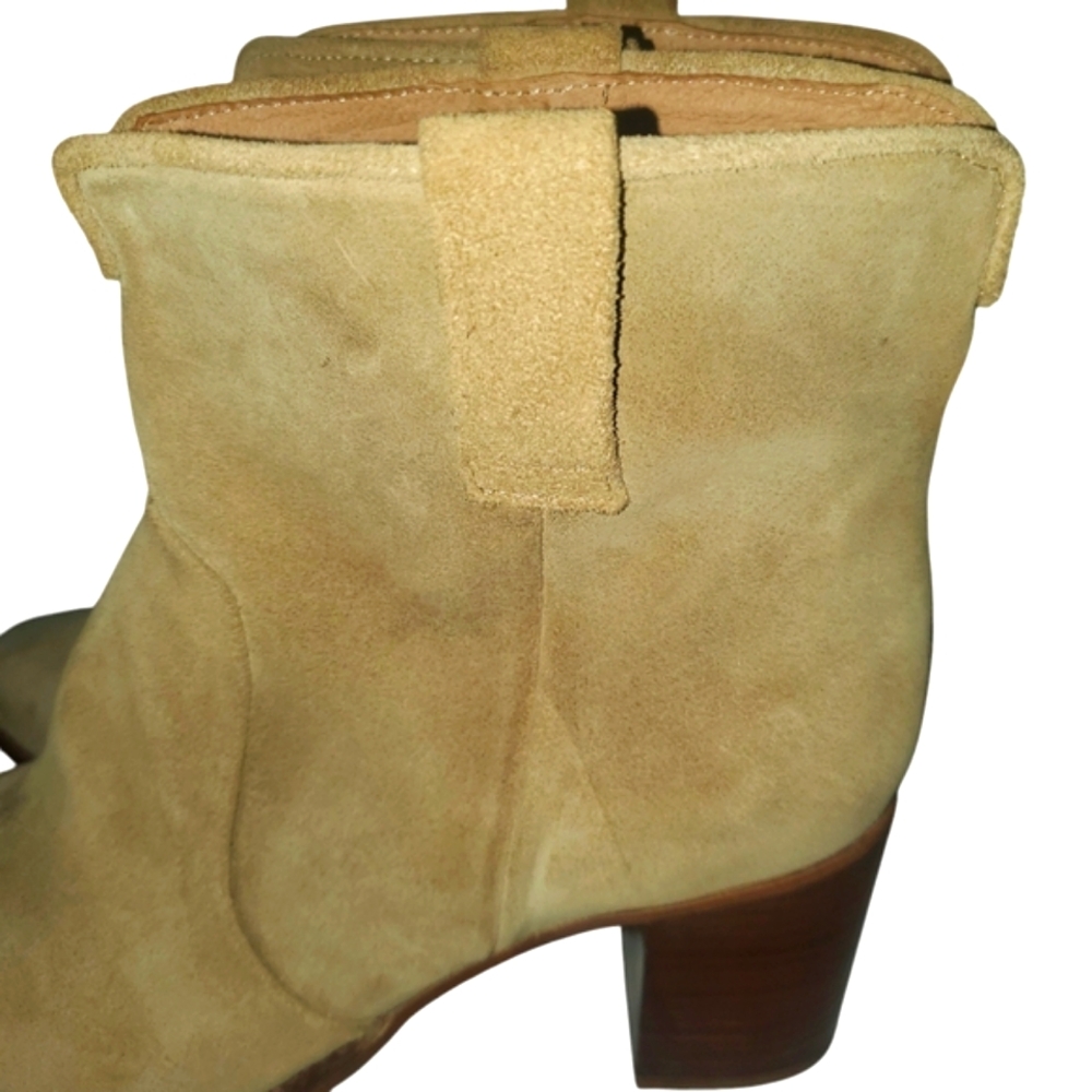 URBAN OUTFITTERS Boro Tan Suede Western Pull-on Stacked Heel Ankle Boots NEW 9 - Picture 11 of 16